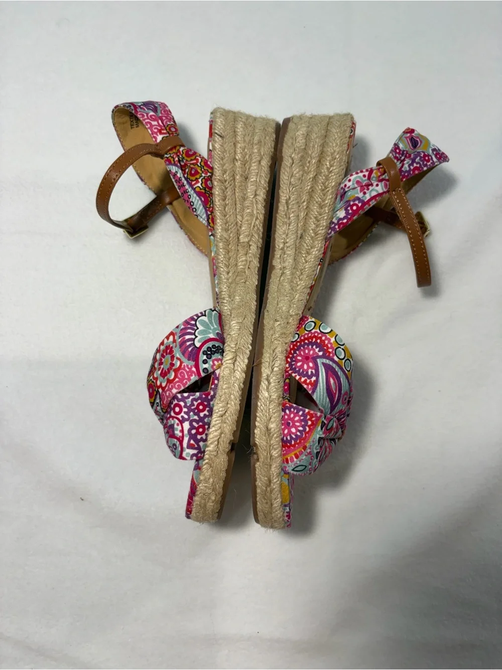 Talbots Women's Pink Patterned‎ Knot Espadrille Wedge Sandals
